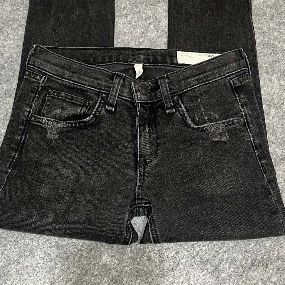 Rag & Bone Women's Distressed Black Skinny Jeans - Picture 4 of 8